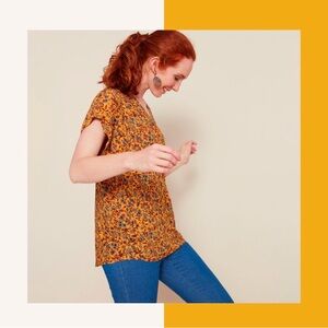 NWT LuLaRoe Classic T short sleeves size medium mustard yellow pink floral